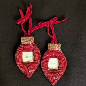 Pier 1 Red and Gold Beaded Ornaments